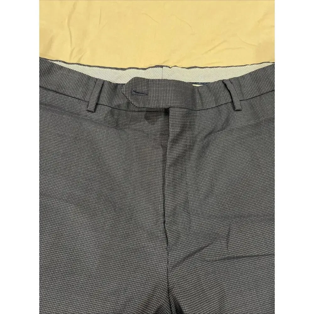 LUIGI BIANCHI MANTOVA LBM MENS DRESS PANTS 38x27 BLUE PATTERN MADE IN ITALY VGC!